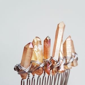 Titanium Aura Quartz Crystal Boho Bridal